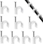 Cable Clips, 100 Pcs, 7mm, Wire Wall Clips with Steel Nails, Cable Management Organizer Clips, Cable Tacks Coax Holder Clips, RG6 RG59 CAT6 RJ45 Cable Cord Clips, White