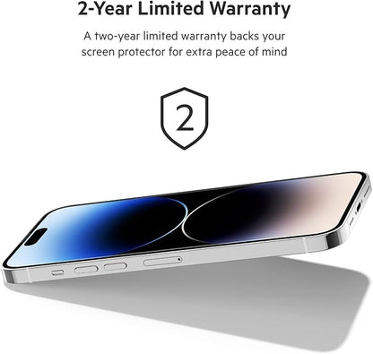 Belkin UltraGlass iPhone 14 Pro Max Screen Protector - Easy Application with Installation Guide Tray - Tempered Glass Screen Protector Compatible with iPhone 14 Pro Max Cases - 9H Hardness Tested