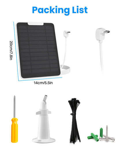 5W Arlo Solar Panel Charger Compatible with Arlo Essential Spotlight/XL Spotlight Camera, Arlo Essential Solar Panel Charger w/ 10ft Waterproof Micro USB Charging Cable, Adjustable Wall Mount, 4 Pack
