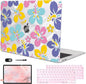 for MacBook Air 13 Inch Case 2021 2020 2019 2018, Pattern Plastic Hard Shell Case Keyboard Cover for Mac Air 13 A2337 M1 A2179 A1932 with Touch ID & Retina Display, Colorful Hibiscus Flower