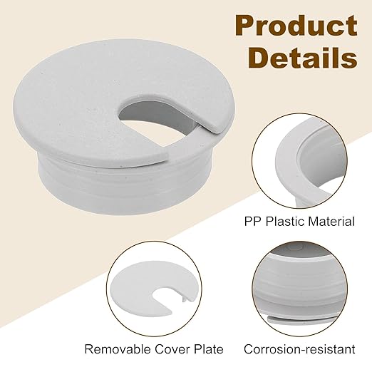 uxcell 8 Pcs 35mm (1.38 Inch) Desk Grommet, Plastic Cable Hole Cover, Wire Cord Cable Organizer for Home Office Computer Desk Cabinet, Gray