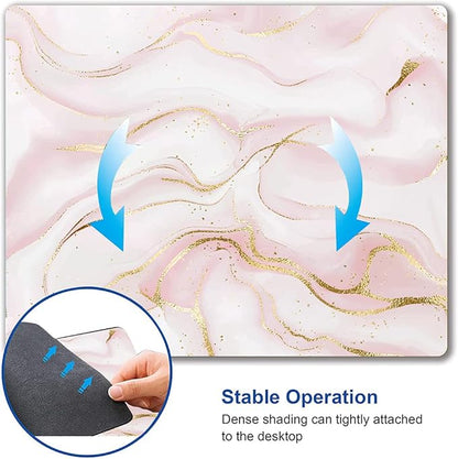 Mouse Pad, Pink Marble with Gold Glitter Wave Mouse Pad Rectangle Custom Designs, Waterproof Anti-Slip Rubber Mousepad Office Accessories Desk Decor Wireless Mouse Pads for Computers Laptop