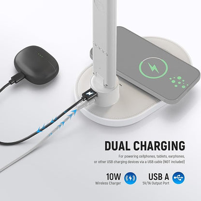 NEEWER Entry Level Version LED Desk Lamp with USB A Output, 3 Modes/5 Brightness Levels/4 RGB Effects/CRI85, LCD for Temp/Date/Time/Alarm, Eye Caring Touch Table Light for Home Office/Reading, N20