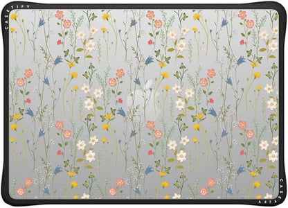 CASETiFY Impact MacBook Air 13.6" (M2-M4) Case [Cushioned Impact Corners/Scratch-Resistant/Anti-Slip Grip] - Dreamy Floral Pattern - Clear Black