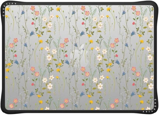 CASETiFY Impact MacBook Air 13.6" (M2-M4) Case [Cushioned Impact Corners/Scratch-Resistant/Anti-Slip Grip] - Dreamy Floral Pattern - Clear Black