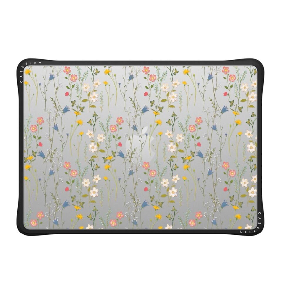 CASETiFY Impact MacBook Air 13.6" (M2-M5) Case [Cushioned Impact Corners/Scratch-Resistant/Anti-Slip Grip] - Dreamy Floral Pattern - Clear Black