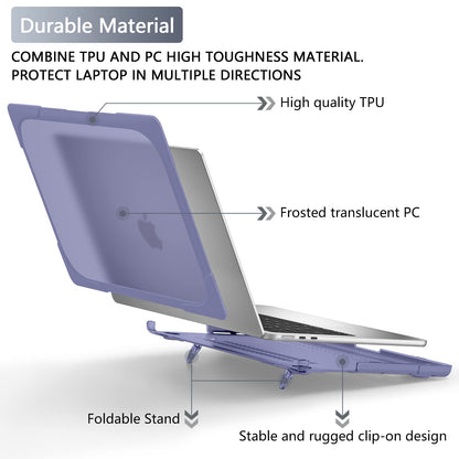 Batianda Heavy Duty Case for MacBook Air 13.6 inch with Stand,Lavender Grey