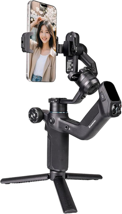 FeiyuTech Scorp MINI 3 Gimbal Stabilizer for iPhone, 3-Axis Smartphone Gimbal Built-in AI Tracking Module,Phone Gimbal with Cooling Fan and Integrated Grip Design, Touch Screen, 2KG(4.41lb) Payload