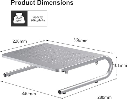 suptek Monitor Stand Riser, Laptop Holder Printer Riser Desk Accessories, Vented Metal Platform and 4 inches Height Underneath Storage for Office Supplies (MST004S-2), 2 Pack, Silver