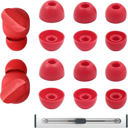 Replacement Silicone Ear Tips for Beats Fit Pro/Studio Buds/Studio Buds+ Headphone, 6 Pairs Earbuds Eartips L/M/S, Eargels Set Fit in Case, Earplug Ear Cap (Red with Pen)