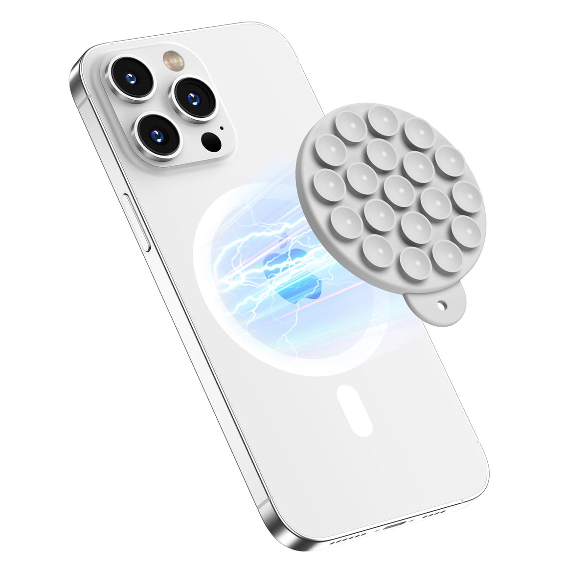 HSAOHD Magnetic Suction Cup Phone Mount, Compatible with MagSafe, Silicone Octo Cup Buddy Sticky Grip Holder for iPhone and Android, Removable Hands-Free Phone Stand Selfie/Video for TikTok, Red