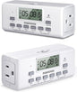 [2 Pack] NEARPOW Digital Timer For Lamp With Dual Outlets, Programmable Timer In Door, Outlet Timer For Lights,10 On/Off Programs, 24-Hour And 7-Day Programmable Electric Plug Timer,3 Prong, 15A/1875W