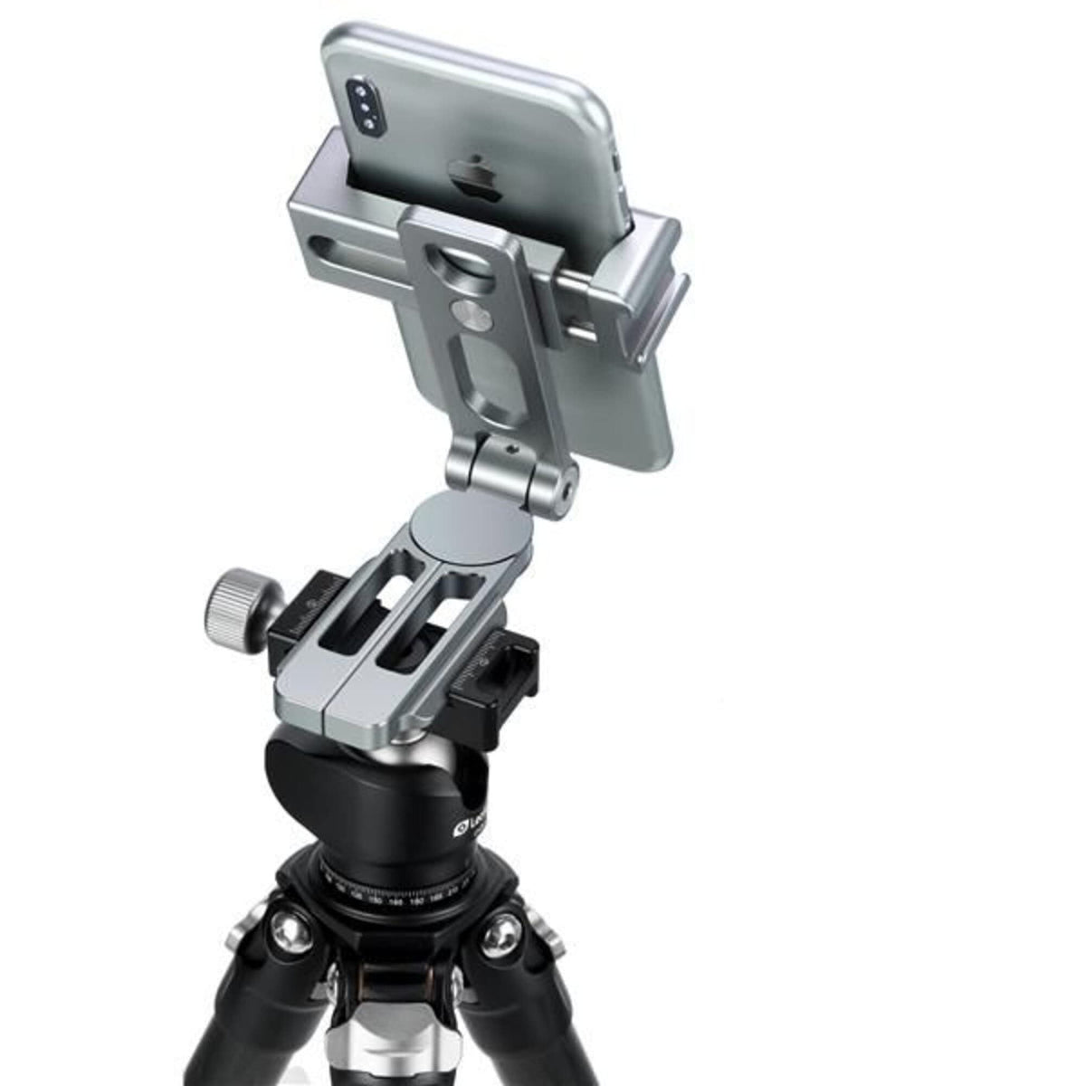LEOFOTO PS-4 Silver Ultra Compact & Lightweight Smartphone Clamp/Holder/Video/Selfie Stand/Easel Arca/RRS Compatible