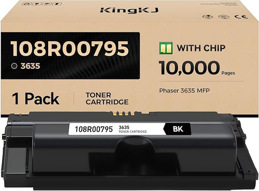 KingKJ Phaser 3635 Toner Cartridge Replacement for Xerox 108R00795 Black Toner Remanufactured Cartridge Work for Phaser 3635 MFP Series Printer (10,000 Pages, 1-Black)