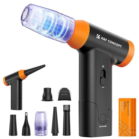 K&F Concept BS200 Blower & Suction 2 in 1 Compressed Air Duster, 150000RPM Super Power Electric Air Duster, Stepless Speed Regulation, Portable Dust Blower for Computer, Keyboard, House, Outdoor, Car