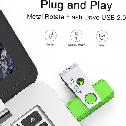 Customizable Flash Drives 16GB, Wooolken Personalized USB 2.0 Drive 10/20/50/100 Pack, Custom Thumb Drive Engraved Logo USB Drive (Mixcolors)