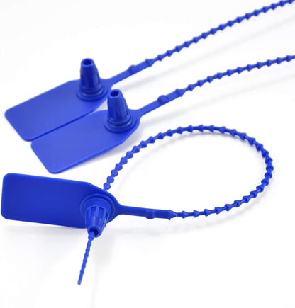 Leadseals(R) 100 Plastic Tamper Seals, Zip Ties for Fire Extinguishers Pull Tite Security Tags Numbered Trailer Seal Disposable Self-Locking Tie 250mm Length (Blue)