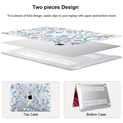 LCMOCICO for MacBook Pro 13 inch Case 2022 2021 2020 Release A2338 M2 M1 A2289 A2251, Printed Pattern Plastic Hard Shell Cover for MacBook Pro 13.3-inch Touch Bar Fits Touch ID, Meadow Wildflower