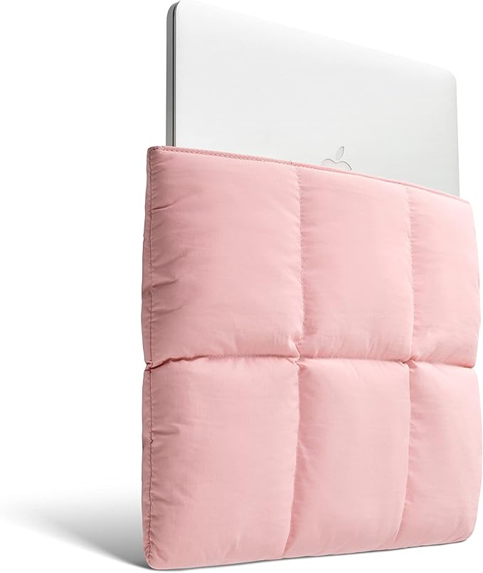 Comfyable Puffy Laptop Sleeve 15 16 Inch, Quilted Puffer Laptop Carrying Case for Women, Pillow Pouch Compatible for MacBook Air M5 & MacBook Pro M5 Pro/Max 2026, Pink