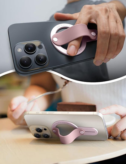MagSafe Phone Grip for iPhone - Magnetic Phone Ring Holder Detachable for iPhone 16 - Comfortable Finger Phone Loop Grip for Apple 15/14/13/12,Pink