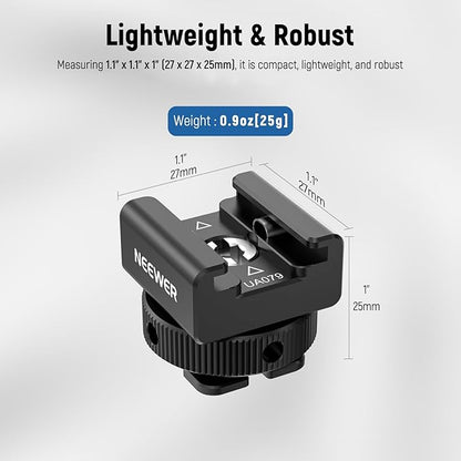 NEEWER Cold Shoe Mount Adapter Compatible with DJI Mic 2 Rode Wireless GO II Hollyland Saramonic NEEWER Wireless Mini Microphone, Anti Interference Offset Contact Design for Speedlite Flash, UA079