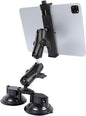 FPN Dual Suction Cup Tablet Mount for Truck/Car, 13.4 Inch Aluminum Arm, 360° Adjustable 2-Stage Tablet Stand Holder, Compatible with iPad Pro/Air/Mini, Galaxy Tab and All 6.5-12.9" Tablets