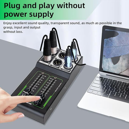 Passive Stereo Volume Controller, XLR 2 Input 2 Output Stereo Studio Controller, Plug and Play for Studio Speakers, Home Audio with Metal Interfaces, Great for Live Performance
