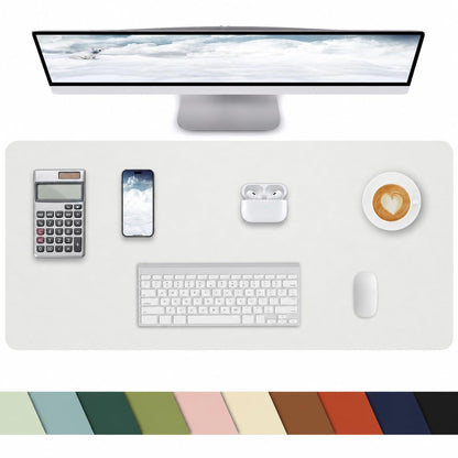 Leather Desk Pad Protector, Office Mat, Large Mouse Pad, Non-Slip Blotter, Laptop Pad, Waterproof Writing Pad for Office & Home (Grey Blue, 40" x 17")