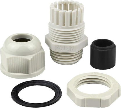 XHF 50 Pcs 1/2" IP68 Strain Relief Nylon Cord Grip Waterproof NPT Cable Glands Adjustable UL Listed and RoHS Compliant (Grey)