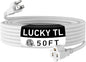 LUCKY TL Indoor Outdoor Extension Cord, 16/3 Gauge White Long Extension Cord 50ft, Waterproof Flexible Case, Made of Pure Copper, 13A 1625W 16AWG SJTW, 3 Prong Heavy Duty Wire, ETL