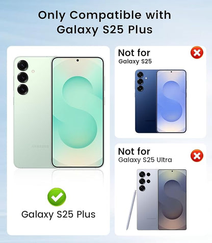 Slim Thin for Samsung Galaxy S25 Plus Case, Compatible with MagSafe, Built-in Camera Lens Protector, Shockproof Protective Phone Case, Soft Electroplated Clear Cover, Sapphire Blue