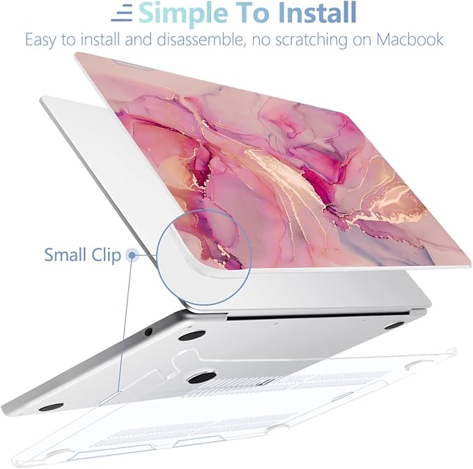 MEEgoodo Case for MacBook Air M4/M3/M2 13.6 inch 2025 2024 2022, Fit Model A3240 A3113 A2681, Compatible with MacBook Air 13 inch, Laptop Hard Shell Case with Keyboard Cover, Gold Splashes Marble