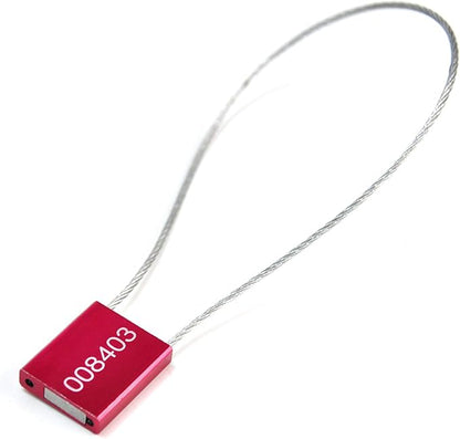 LeadSeals(R) 500 Red Steel Cable Seals - Metal Security Tags - Truck Trailer Seal - Anti-Tamper - Pull-Tite - ISO 17712