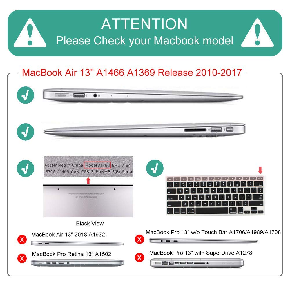 Mektron for MacBook Air 13 Case A1466/A1369 (2010-2017 Release), Snap-on Plastic Hard Shell Cover for MacBook Air 13.3 inch with Keyboard Cover, Misty Forest C132