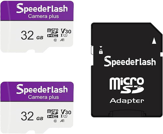 Micro SDHC Memory Card 32GB 2Pack, Speederlash Camera Plus TF Card with Adapter, 90MB/s Read Speed, 4K UHD&5K Video Support, U1 A1 Rated, for Security Camera, Smartphone, Drone, Tablet, PC