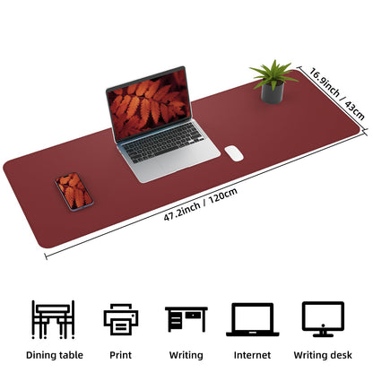 AFIING Leahter Desk Pad 47" x 17", Red,Desk Cover mat