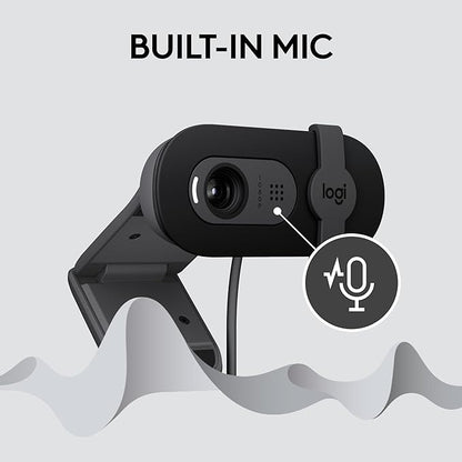 Logitech Brio 101 Full HD 1080p Webcam for Meetings, Streaming, Desktop, Laptop, PC - Built-in Mic, Shutter, USB-A, Teams, Zoom - Black