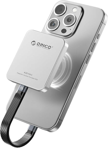 ORICO 512GB Magnetic External SSD, Aluminum Alloy, Up to 2000MB/s, 4K 120Hz ProRes HDR Record and Store, External Solid State Drive, Compatible with iPhone 16 Pro Max, Tablet, Computer - K20MINI