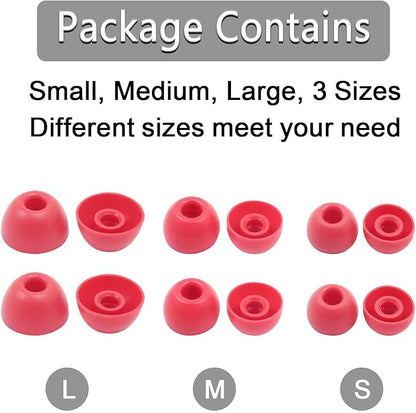 Replacement Silicone Ear Tips for Beats Fit Pro/Studio Buds/Studio Buds+ Headphone, 6 Pairs Earbuds Eartips L/M/S, Eargels Set Fit in Case, Earplug Ear Cap (Red)