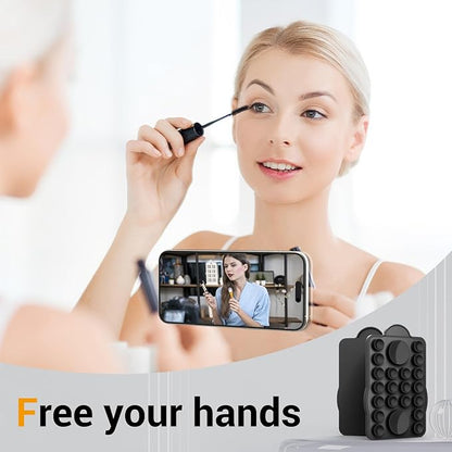 yesrock for Magnetic Silicone Suction Phone&Case Adhesive Mount - iPhone & Android,Hands-Free, Strong Grip Holder for Selfies & Tiktok Videos-2.35″x3.55″,Black