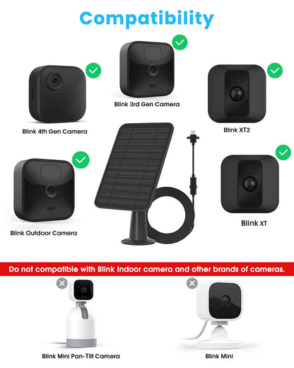 Solar Panel for Blink Outdoor 2K+/4(4th Gen)/Outdoor(3rd Gen) XT3 and XT2/XT Camera/Blink Outdoor Camera, 5W Solar Panel Charger with Mount 13.1ft Cable Rubber Plug, IP65 Waterproof, 2 Pack
