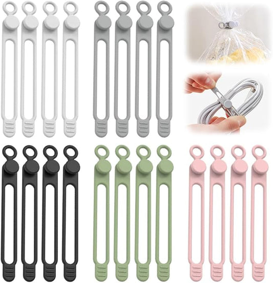 20pcs Data Cable Organizer, 2025 New Silicone Cable Ties Cable Management Organizer, 106mm Reusable Cord Organizer, Colorful Wire Organizers for Cords (20)