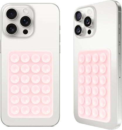 2PCS Silicone Suction Phone Case Mount, Non Slip Suction Cup, Hands-Free Phone Accessories Holder for Selfies and Videos, Silicone Adhesive Stand Sticky for Cell Phone Light Pink