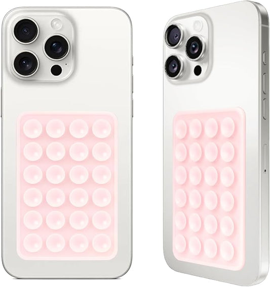 Giumel 2PCS Silicone Suction Phone Case Mount, Non Slip Suction Cup, Hands-Free Phone Accessories Holder for Selfies and Videos, Silicone Adhesive Stand Sticky for Cell Phone Light Pink