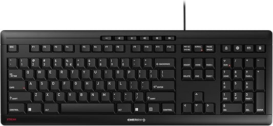 Cherry Stream Keyboard | Wired Slim Whisper Quiet | Silent Keys | Black