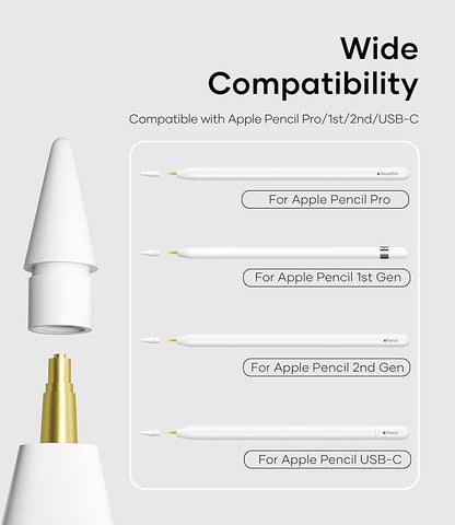 Replacement Pencil Tips for Apple Pencil Pro, Pen Tips for Apple Pencil 2nd Gen/1st Gen/USB-C, Wear-Resisting Pencil Nibs with Storage Box, Pen Nibs Set Compatible with Apple Pen (6 Pack, White)