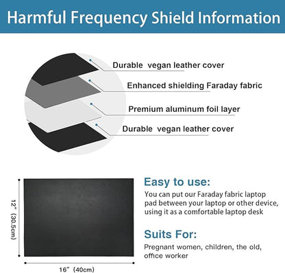 Laptop Pad Protection, Heat Shielding Laptop Pad EMI Blocker Lap Desk, Protector Portable Heat Blocker for Laptop, Tablets and Phones (12"-16")