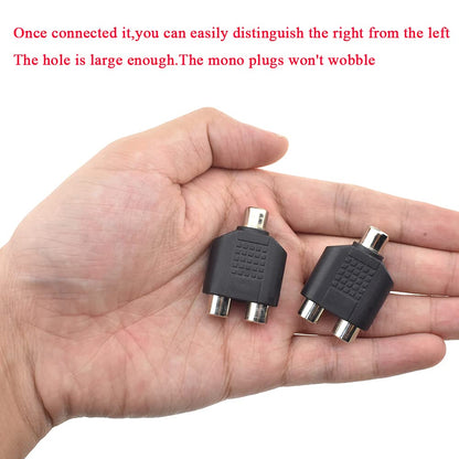 HAHIYO 3 RCA F-2x3.4 RCA F Stereo Plug Interconnect Audio One Male 3.4mm(1/8inch) Two Male 3mm(1/8inch) Adapter Splitter Good Signal Sound Snap Tight Not Wobble for Headphone Guitar Black 2pcs
