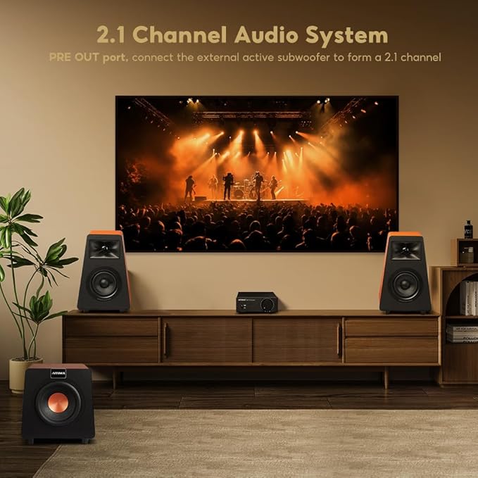 AIYIMA A07 Premium TPA3255 Power Amplifier 300Wx2 HiFi Class D Amp Mini 2 Channel Stereo Amplifier for Desktop Bookshelf Speaker Home Audio Theater System with DC 32V Power Adapter