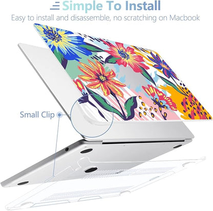 MEEgoodo Case for MacBook Air M4/M3/M2 13.6 inch 2025 2024 2022, Fit Model A3240 A3113 A2681, Compatible with MacBook Air 13 inch, Laptop Hard Shell Case with Keyboard Cover, Art Painted Flowers